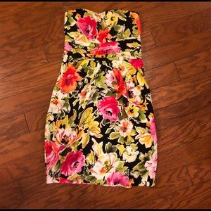 Colorful Strapless  mini dress by snap